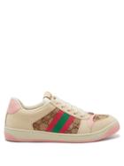 Gucci - Screener Gg-logo Leather Trainers - Womens - Pink