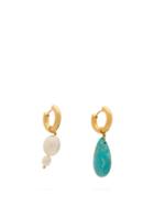 Matchesfashion.com Timeless Pearly - Mismatched Pearl & Turquoise Gold-plated Earrings - Womens - Pearl