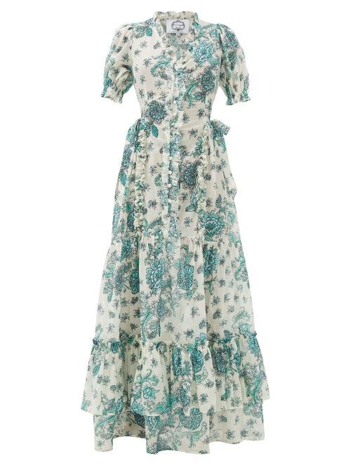 Matchesfashion.com Evi Grintela - Tuberose Cotton-voile Dress - Womens - White Print