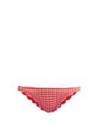 Matchesfashion.com Marysia - Broadway Gingham Scallop Edged Bikini Briefs - Womens - Red White