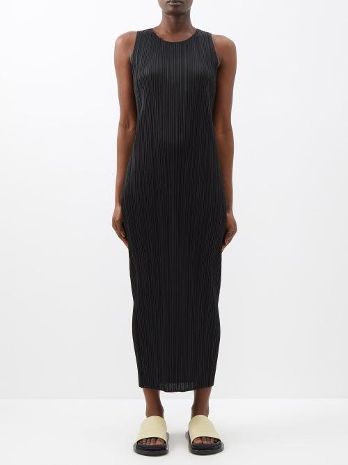 Pleats Please Issey Miyake - Technical-pleated Sleeveless Dress - Womens - Black