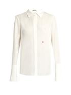 Alexander Mcqueen Logo-embroidered Silk-georgette Blouse