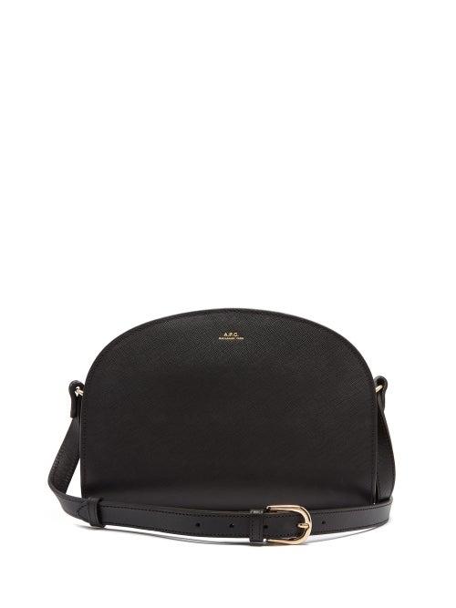 Ladies Bags A.p.c. - Half Moon Saffiano-leather Cross-body Bag - Womens - Black