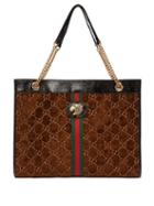 Matchesfashion.com Gucci - Rajah Gg Velvet And Leather Tote Bag - Womens - Brown Multi