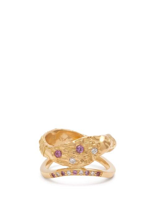 Matchesfashion.com Nadia Shelbaya - 115 Diamond, Sapphire & 18kt Gold Ring - Womens - Gold