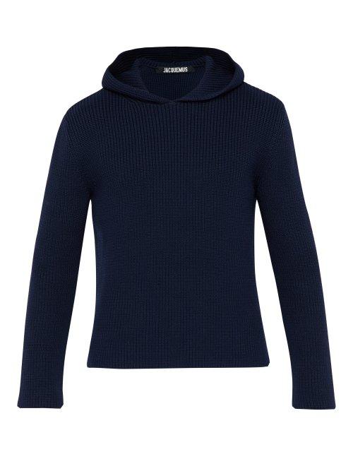 Matchesfashion.com Jacquemus - Hooded Knit Sweater - Mens - Navy