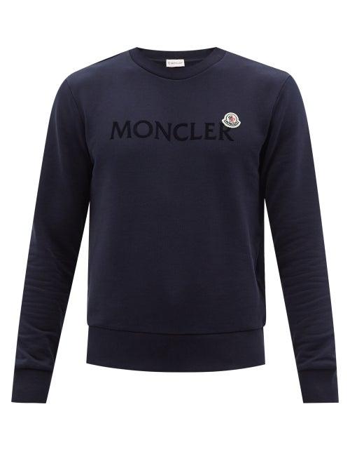 Moncler - Logo-appliqu Cotton-jersey Sweatshirt - Mens - Dark Navy