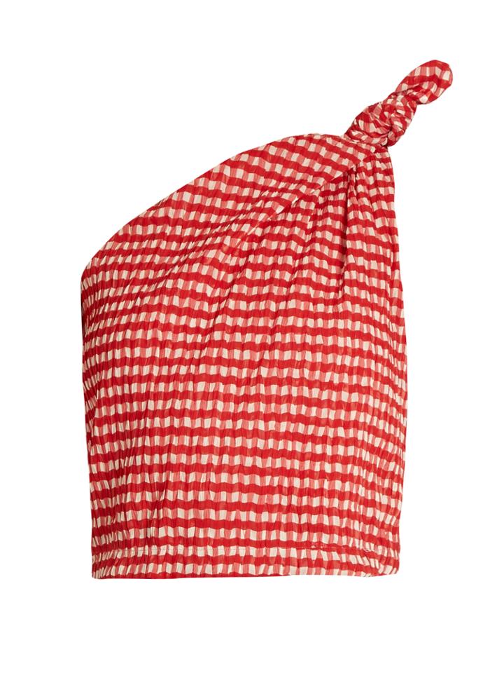 Rosie Assoulin One-shoulder Gingham Top