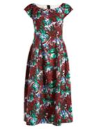 Marni Boat-neck Leaf-print Midi Dress