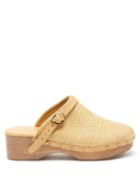 Ancient Greek Sandals - Leather-trimmed Woven-raffia Clogs - Womens - Beige