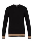 Matchesfashion.com Burberry - Icon Stripe Wool Sweater - Mens - Black