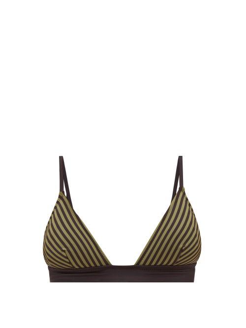 Matchesfashion.com Solid & Striped - Morgan Striped Triangular Bikini Top - Womens - Green Stripe