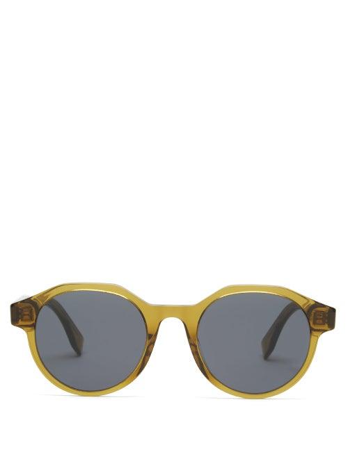 Matchesfashion.com Fendi - Round Acetate Sunglasses - Mens - Khaki