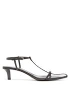Matchesfashion.com Jil Sander - T Strap Leather Kitten Heel Sandals - Womens - Black