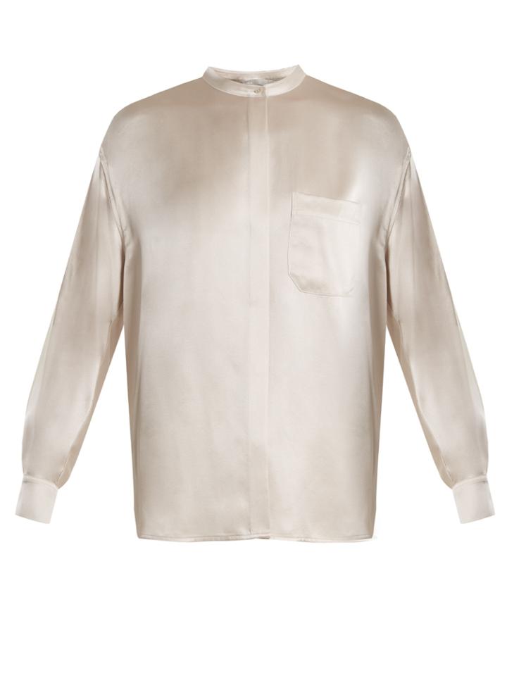 Vince Long-sleeved Silk-satin Blouse