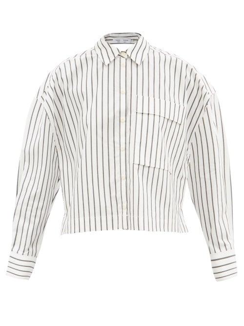 Proenza Schouler White Label - Cropped Striped Cotton-poplin Shirt - Womens - White Black