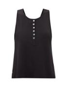 Le Ore - Amalfi Cross-back Cotton-blend Jersey Tank Top - Womens - Black