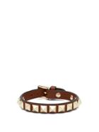 Matchesfashion.com Valentino - Rockstud Leather Bracelet - Womens - Tan