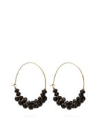 Matchesfashion.com Isabel Marant - Crystal Embellished Hoop Earrings - Womens - Black