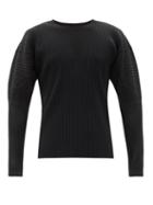 Mens Rtw Homme Pliss Issey Miyake - Technical-pleated Long-sleeved T-shirt - Mens - Black