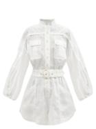 Ladies Beachwear Zimmermann - Estelle Belted Linen Playsuit - Womens - Ivory