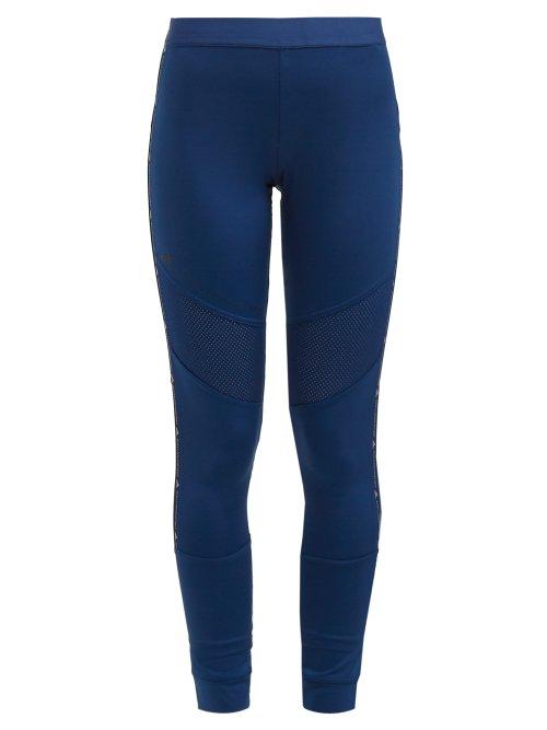 Matchesfashion.com Adidas By Stella Mccartney - Performance Essentials Mesh Panelled Leggings - Womens - Blue
