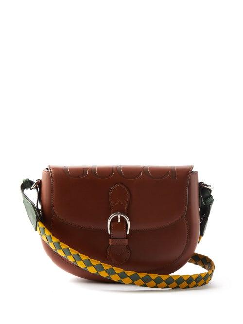 Gucci - Logo-debossed Leather Shoulder Bag - Womens - Tan Multi