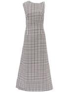 Matchesfashion.com Emilia Wickstead - Ceilani Asymmetric Gingham Cloqu Maxi Dress - Womens - Black White