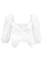 Matchesfashion.com Redvalentino - Ruched Cotton-blend Blouse - Womens - White