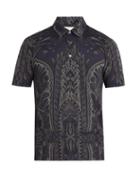 Matchesfashion.com Etro - Paisley Print Cotton Polo Shirt - Mens - Navy Multi