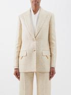 Valentino - Optical Valentino Cotton-blend Tweed Jacket - Womens - Cream Gold