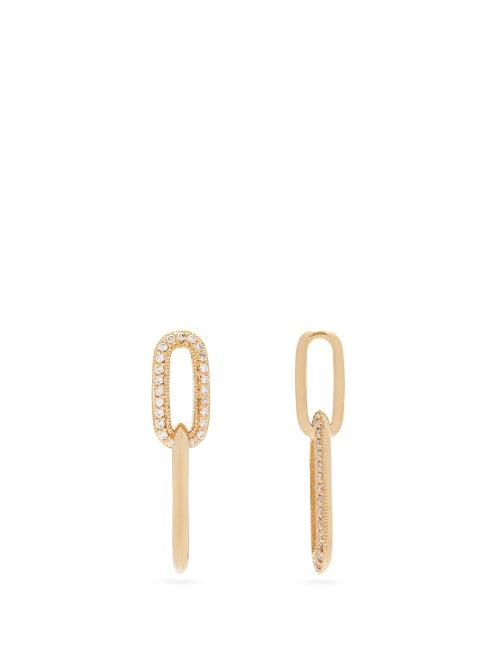 Matchesfashion.com Lizzie Mandler - Diamond & 18kt Gold Link Drop Earrings - Womens - Gold