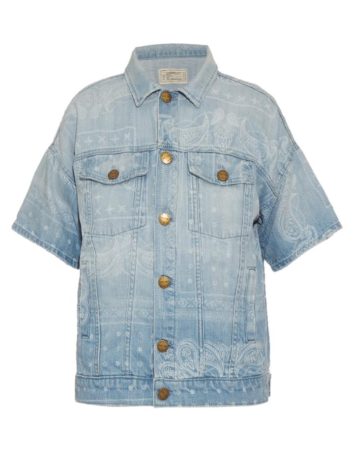 Current/elliott Bandana-print Short-sleeved Denim Jacket