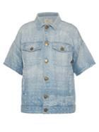 Current/elliott Bandana-print Short-sleeved Denim Jacket