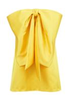 Matchesfashion.com Sara Battaglia - Bow-trim Strapless Satin Mini Dress - Womens - Yellow