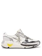 Matchesfashion.com Golden Goose Deluxe Brand - Metallic Panel Neoprene And Leather Trainers - Womens - White Silver