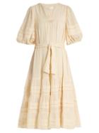 Matchesfashion.com Zimmermann - Prima Tuck Tie Waist Cotton Dress - Womens - Beige