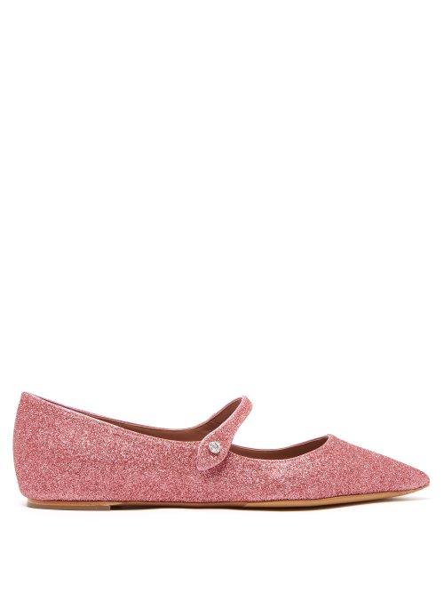 Matchesfashion.com Tabitha Simmons - Hermione Glittered Leather Flats - Womens - Pink