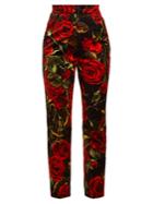 Dolce & Gabbana Velvet Rose-print Trousers