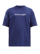 Matchesfashion.com Balenciaga - Copyright Logo-print Cotton T-shirt - Mens - Blue