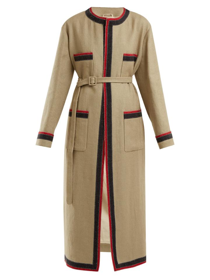 Gucci Round-neck Linen-blend Coat