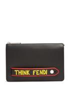 Fendi Logo-embossed Leather Pouch