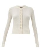 Matchesfashion.com Proenza Schouler - Hammered-button Wool-blend Cardigan - Womens - Ivory