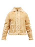 Erl - Square Patch-embellished Shearling Jacket - Mens - Beige
