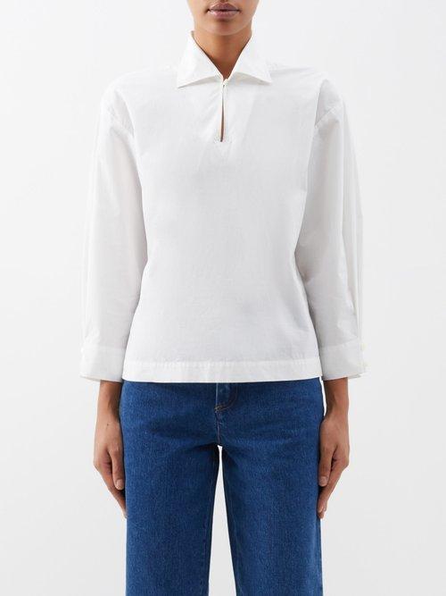 A.p.c. - Angela Cotton-poplin Blouse - Womens - White