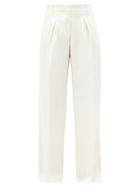 Matchesfashion.com Officine Gnrale - Sophie Box-pleated Wool-flannel Wide-leg Trousers - Womens - Ivory