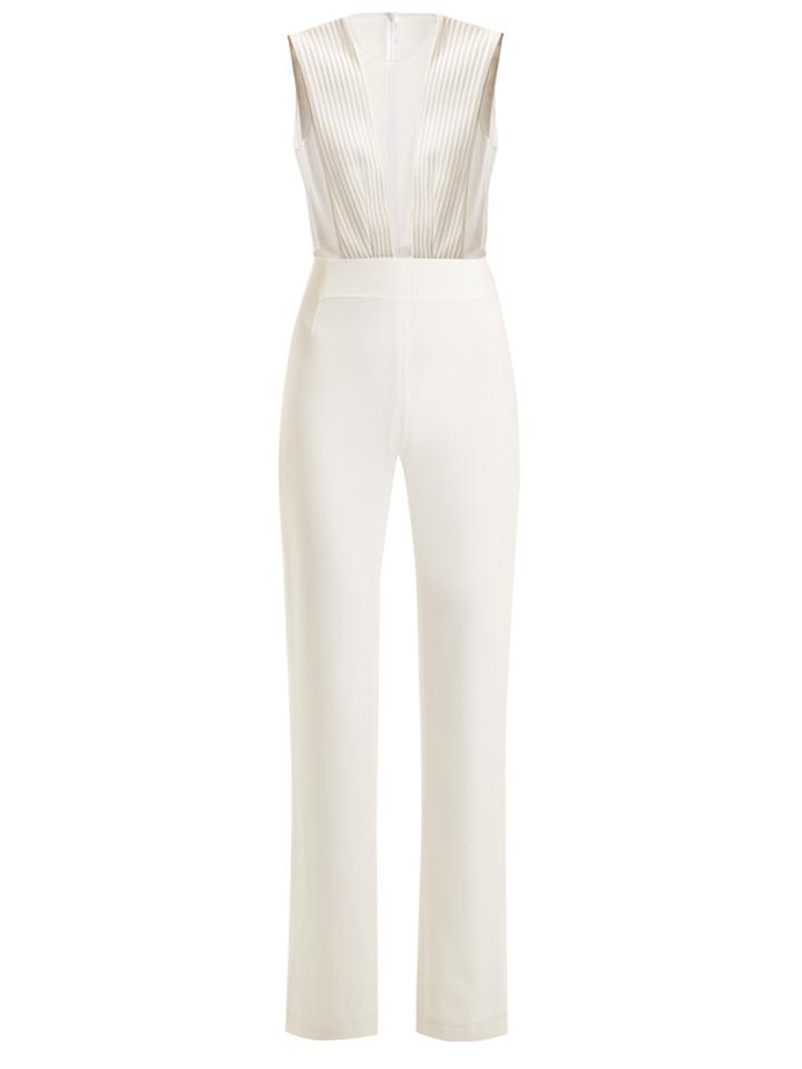 Galvan Tuxedo Satin-crepe And Tulle Sleeveless Jumpsuit