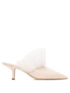 Matchesfashion.com Midnight 00 - Antoinette Point-toe Tulle-wrapped Leather Mules - Womens - Light Pink