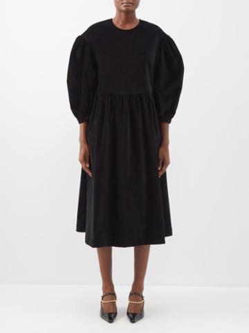 The Meaning Well - Margot Upcycled Cotton-velvet Midi Dress - Womens - Black