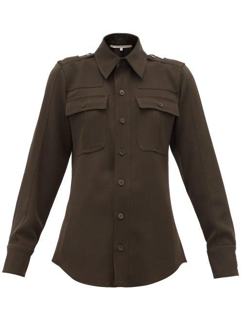 Matchesfashion.com Stella Mccartney - Wool Twill Military Shirt - Womens - Dark Green